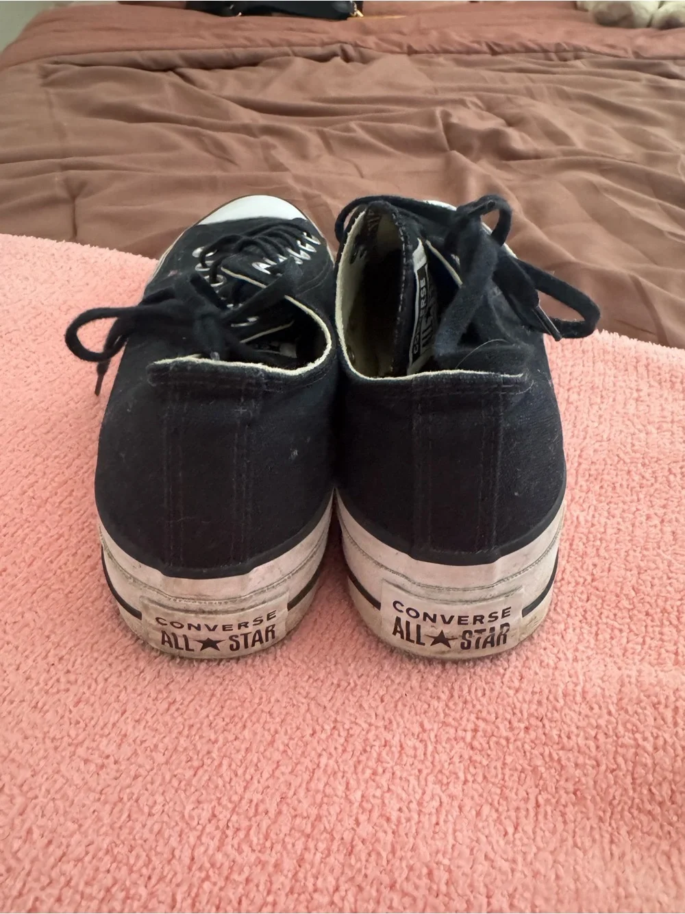 Black Canvas Platform Low-Top Sneakers with White Toe Cap